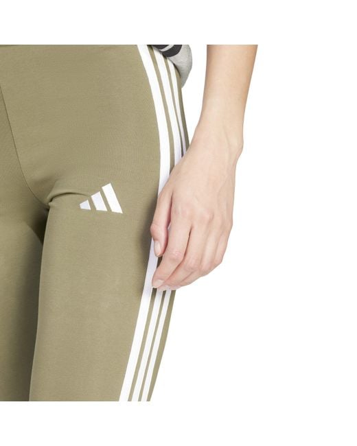Adidas Green Essentials 3 Stripe Leggings