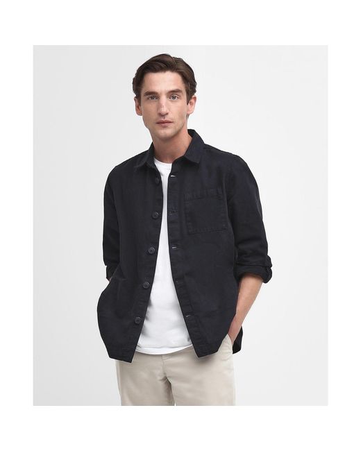Barbour Blue Washed Cotton Long Sleeve Overshirt for men