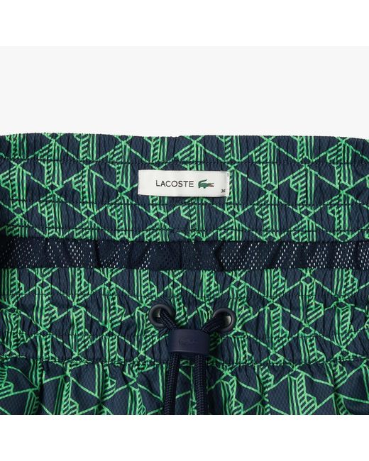 Lacoste Green Monogram Print Bermuda Shorts
