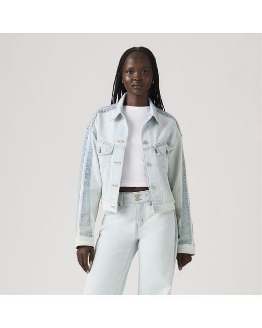 Levi's Blue Shrunken 90S Stripe Trucker Denim Jacket