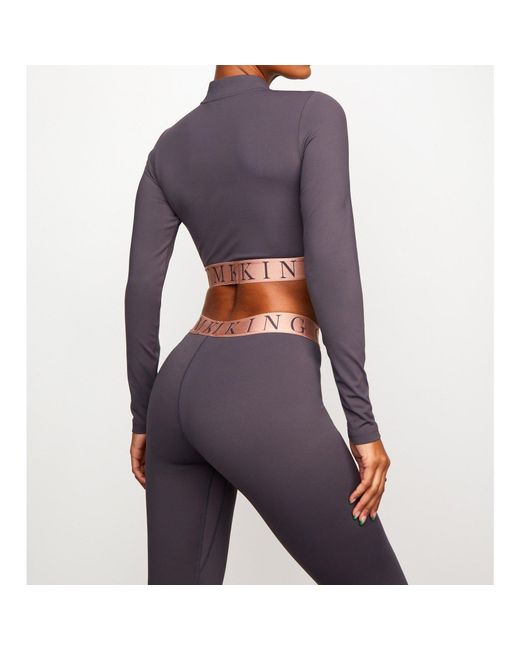 Gym King Gray Impact Quarter Zip Funnel Neck Crop Top