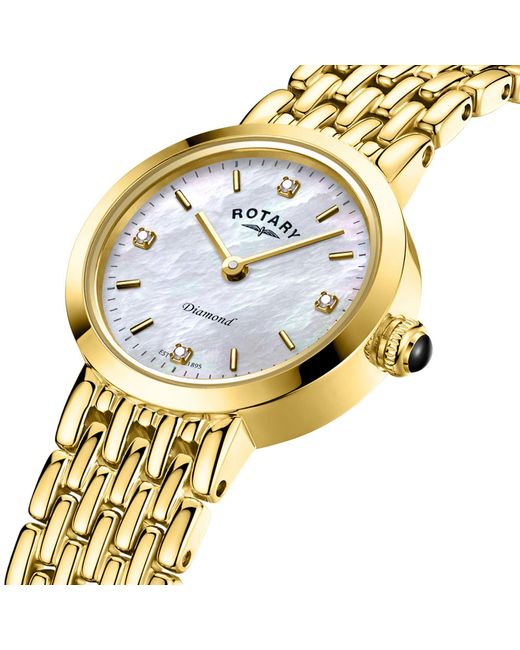 Rotary Metallic Ladies Heritage Diamond Mop Ss Bracelet Wat