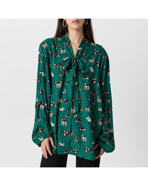 Yumi' Green Dog Blouse