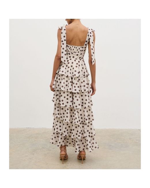 Pretty Lavish Natural Fiore Tie Ruffle Long Maxi Dress