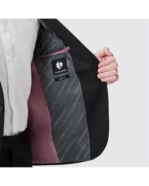 Twisted Tailor Black Ellroy Skinny Fit Jacket for men