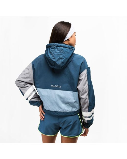 Red Run Blue Hooded Nylon Track Jacket
