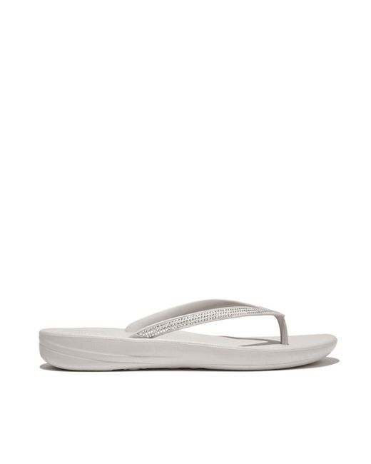 Fitflop White Iqushion Sparkle Flip-Flop Size 3