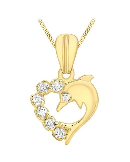 Be You Metallic 9ct Cz Dolphin Heart Necklace