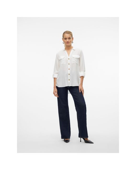 Vero Moda White Long-Sleeve Plain Shirt