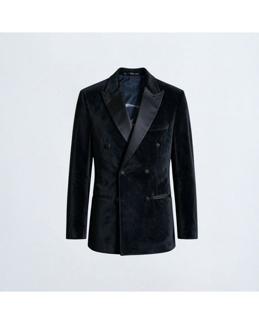 Twisted Tailor Black Stallone Slim Fit Double Breasted Tux Jacket for men