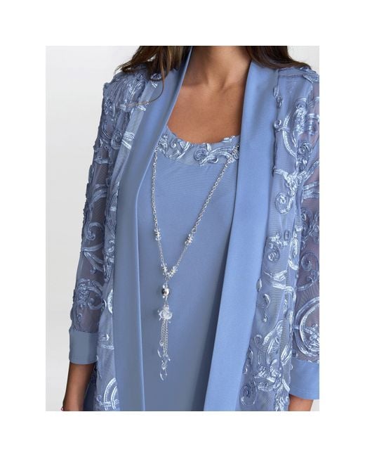 Gina Bacconi Blue Beverley Soutache Dress And Jacket