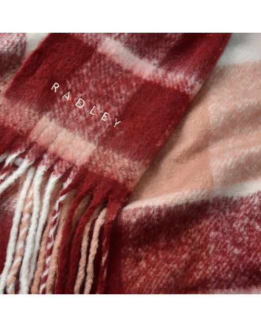 Radley Red Knitted Check Scarf
