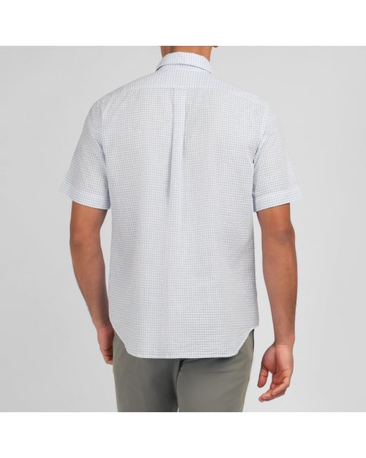 Eden Park Blue Checked Cotton Dobby Shirt for men