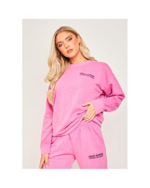 Missy Empire Pink Text Oversized Sweatshirt
