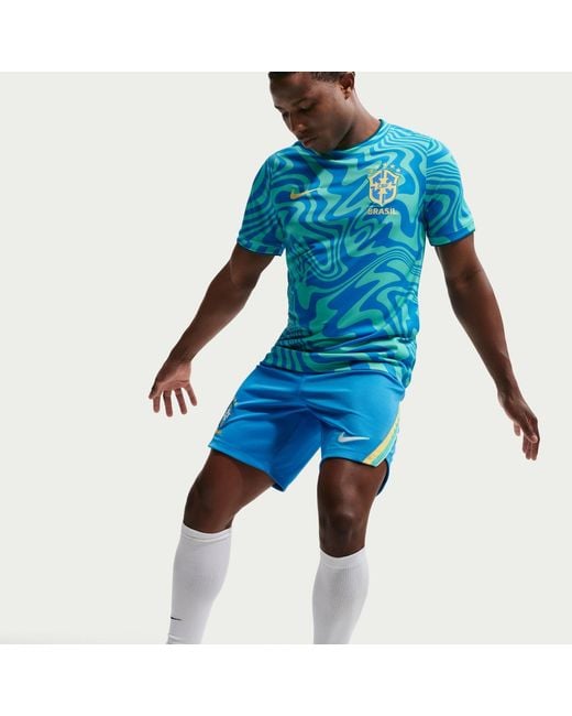 Nike Blue Brazil Academy Pro Dri-Fit Soccer Pre-Match Short-Sleeve Top for men