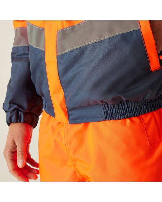 Regatta Orange Waterproof Hi-Vis Bomber Jacket for men