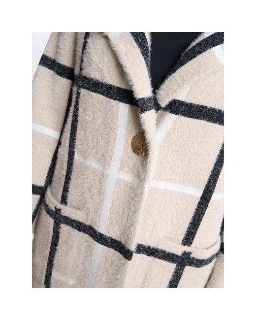 Gina Bacconi Natural Winslet Checked Overcoat