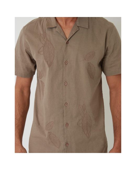 Threadbare Brown Maples Short-Sleeve Patterned Shirt for men