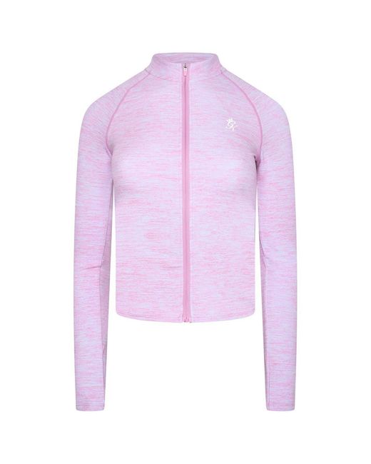 Gym King Pink Full Zip Funnel Long Sleeve Slim Fit Performance Training Jacket