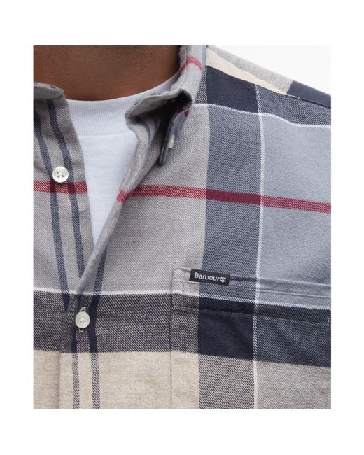 Barbour Gray Edderton Long Sleeve Patterned Shirt for men