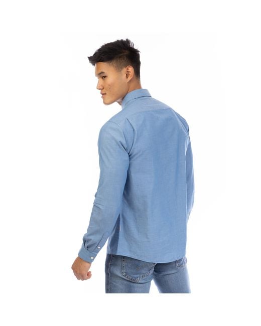Peter Werth Blue James Long Sleeve Plain Shirt for men