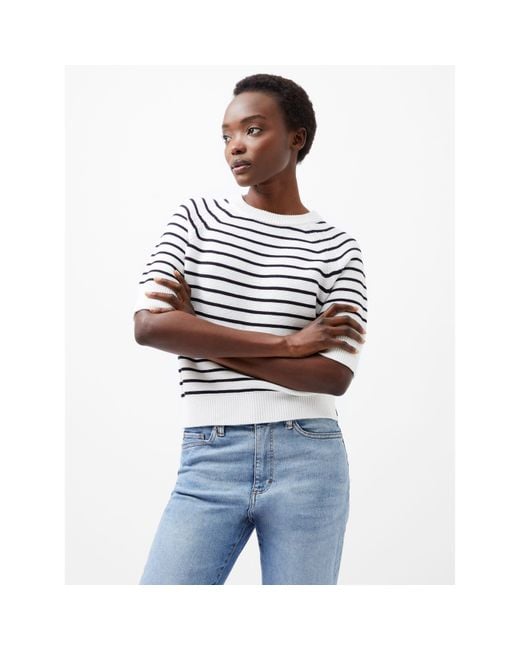 French Connection White Fc Lily Moz Ss Knit Ld64