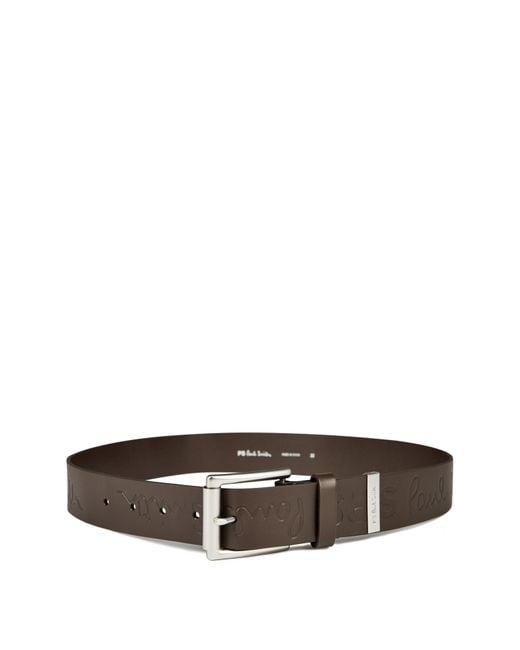 Paul Smith Brown Embossed Leather Belt for men