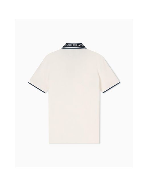 ARMANI EXCHANGE White Short Sleeve Polo Shirt for men