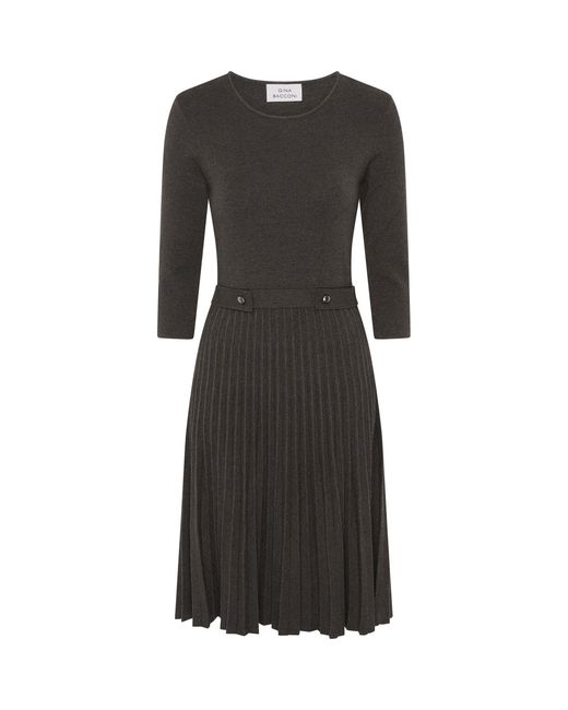 Gina Bacconi Black Annabella Pleated Midi Dress
