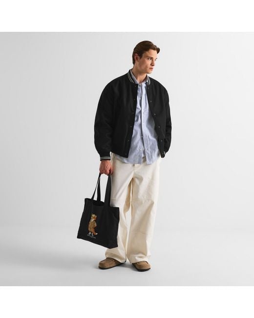 Maison Kitsuné Black Varsity Teddy Blouson Jacket for men