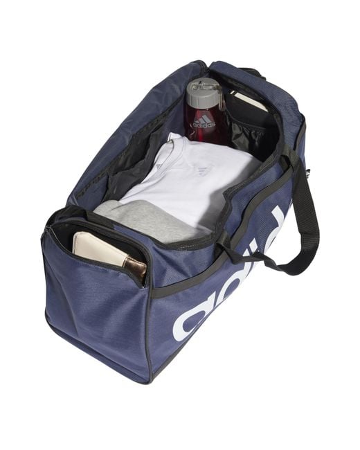 Adidas Blue Essentials Linear Duffle Bag Small