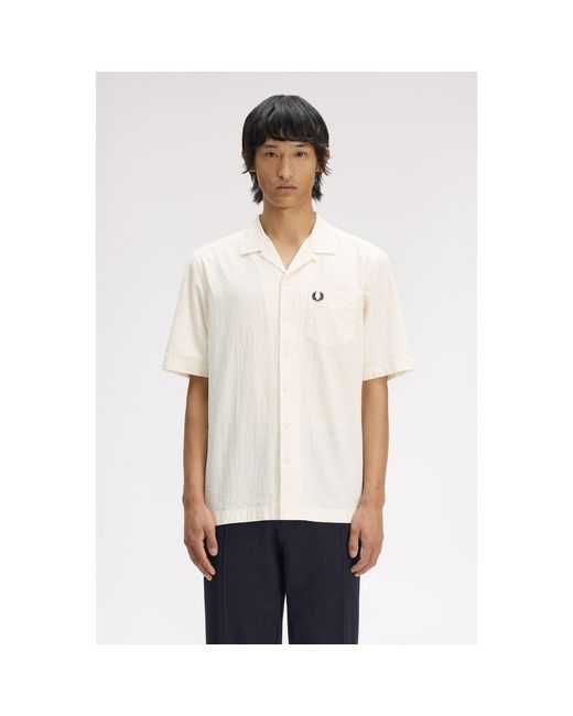 Fred Perry White Short Sleeve Plain Shirt for men