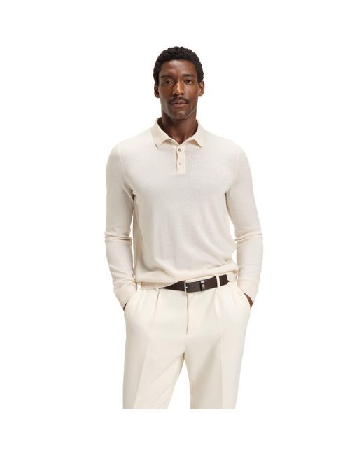 Boss Natural Lancione Long-Sleeve Polo for men