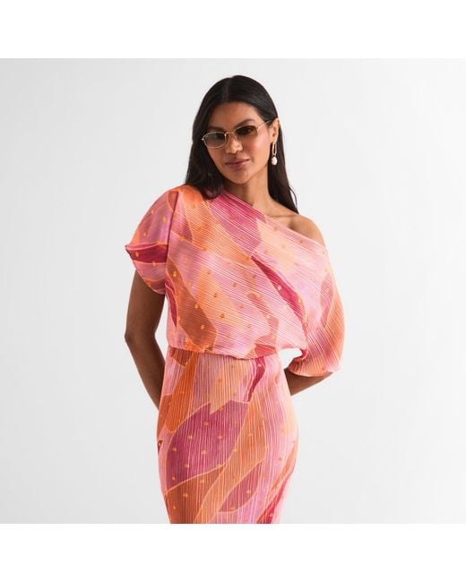 Never Fully Dressed Orange Abstract Tilly Maxi Dress