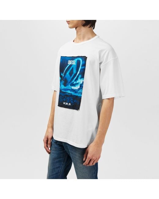 DIESEL Blue Graphic Print T-Shirt for men