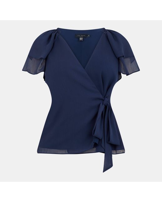 Ted Baker Blue Nobora Wrap Top