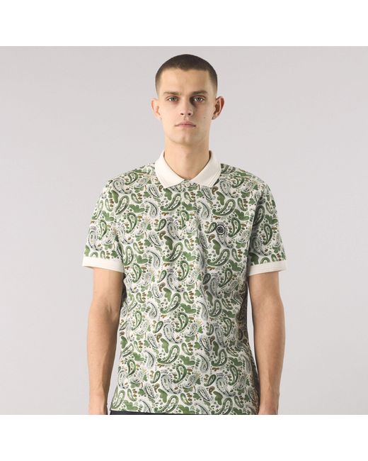 Pretty Green Green Aquarelle Paisley Short-Sleeve Polo Shirt for men