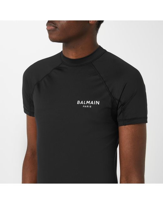 Balmain Black Muscle Short Sleeve T Shirt for men