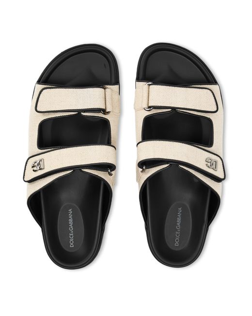 Dolce & Gabbana Natural Canvas Slip-On Flat Sandals for men