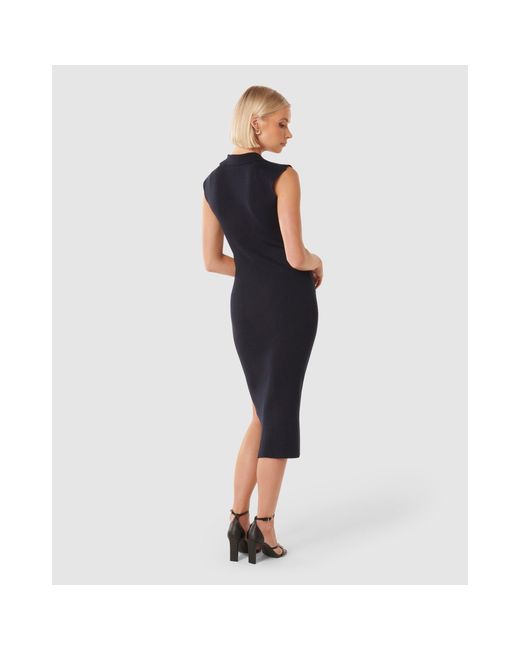 Forever New Blue Liv Sleeveless Collar Wrap Knit Dress