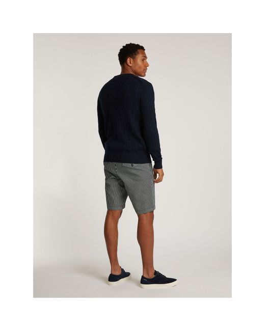 Tommy Hilfiger Blue Classic Cotton Cable Crew Neck for men