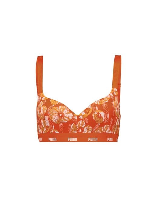 PUMA Orange Print Low Impact Sports Bra