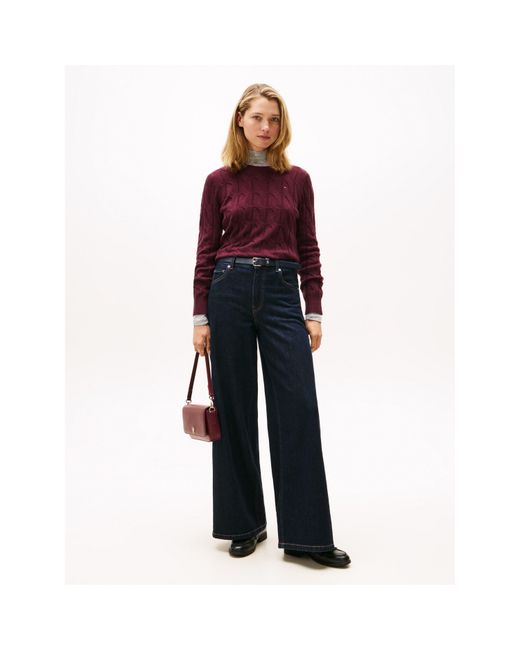 Tommy Hilfiger Purple Cable Knit Jumper