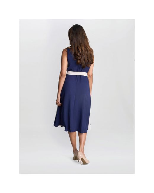 Gina Bacconi Blue Kendall Two Tone A-Line Dress