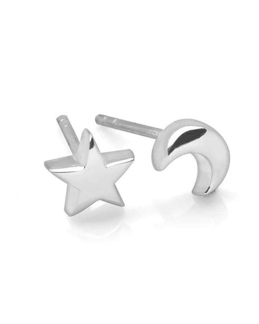 Mason Knight Yager White 925 Sterling Star-crescent Stud