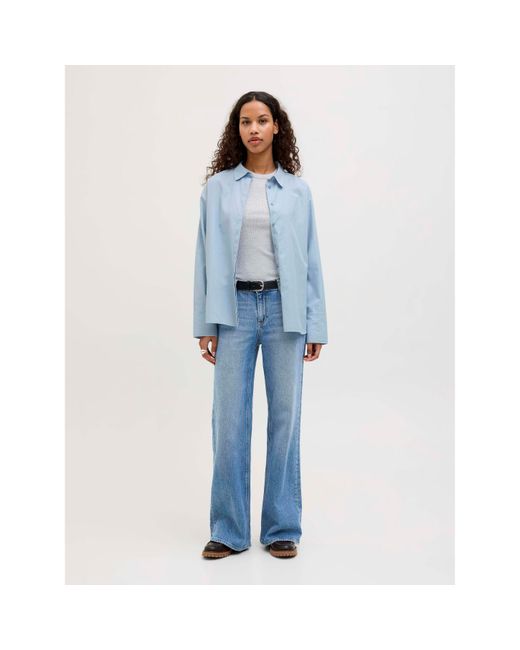 JJXX Blue Caro Poplin Relaxed Shirt Ladies