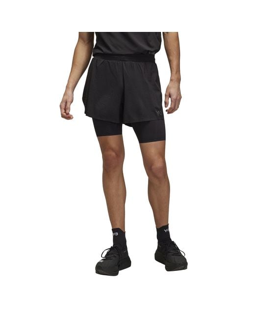 Y-3 Black Running Shorts + Tights for men