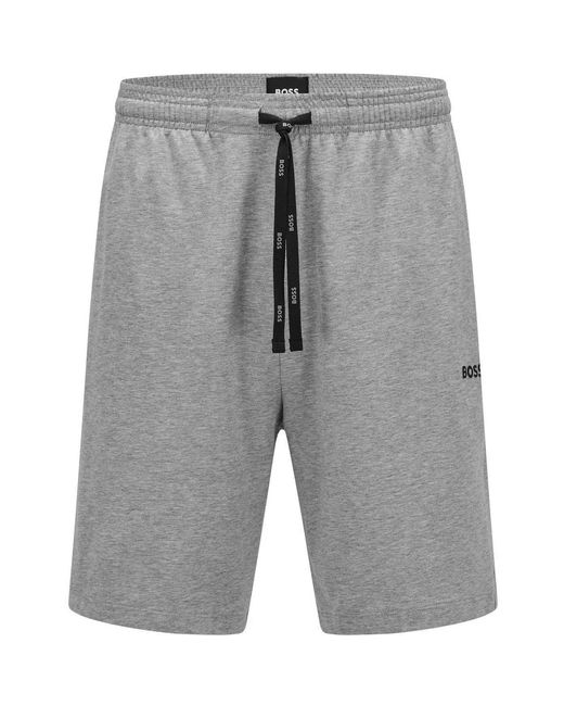 Boss Gray Bodywear Drawstring Shorts With Logo Detail (Mix & Match) for men