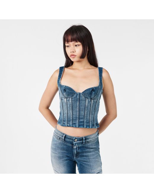 Off-White c/o Virgil Abloh Blue Ribbed Knitted Top