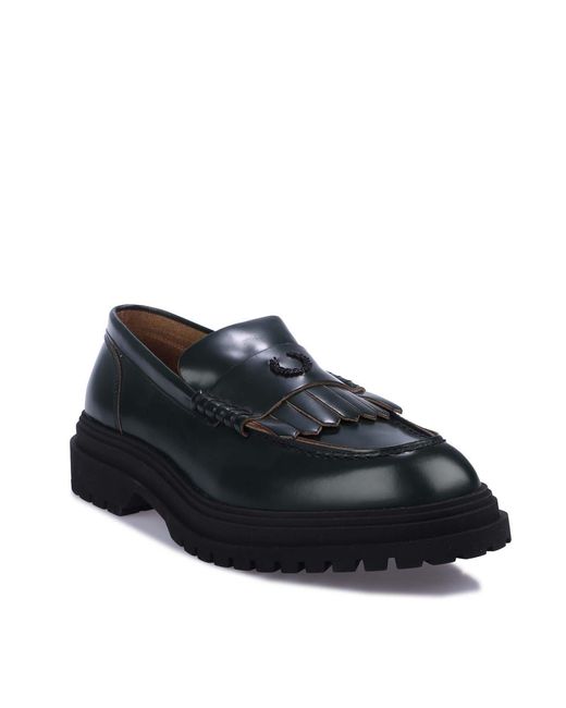Fred Perry Black Leather Loafers Size 5 for men